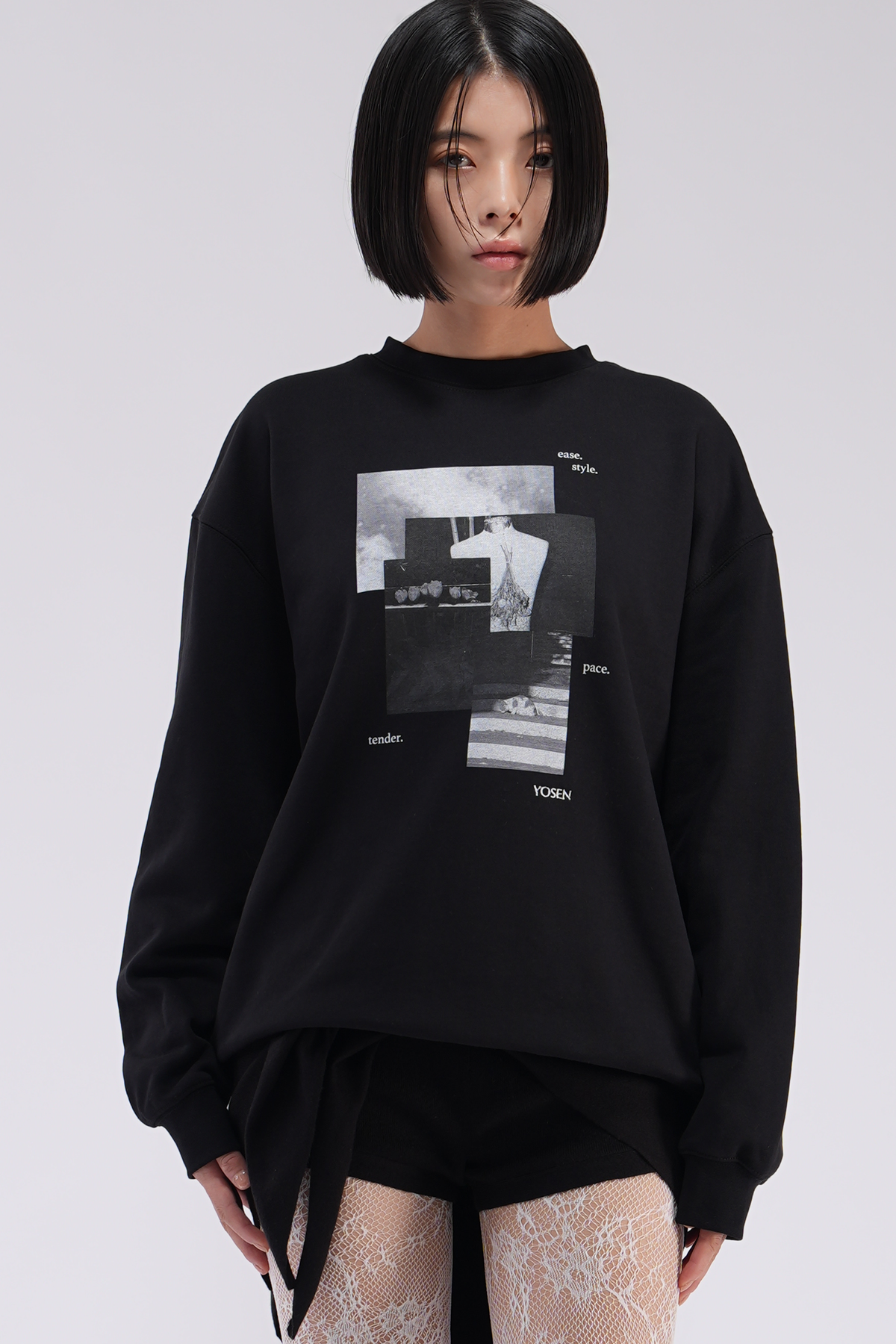 Note oversized sweat PO BLACK