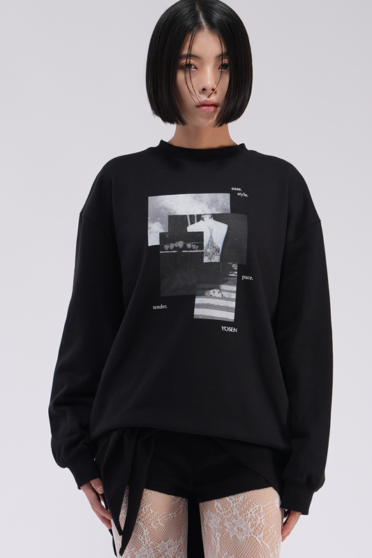 Note oversized sweat PO BLACK