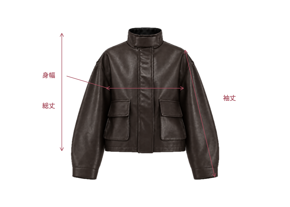 2way faux leather jacket BROWN 採寸箇所